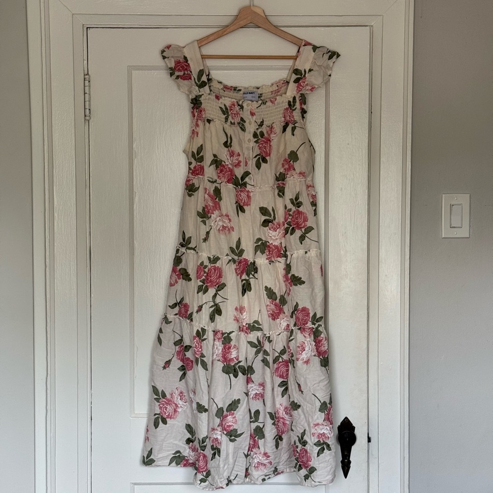 Old Navy Maxi Dress with Pink Floral Pattern